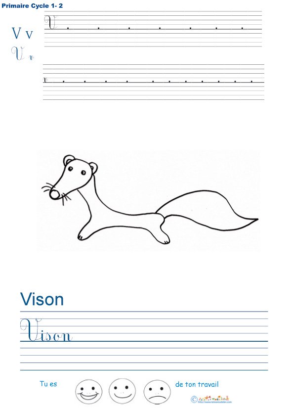 Exercice d'&eacute;criture sur le vison
