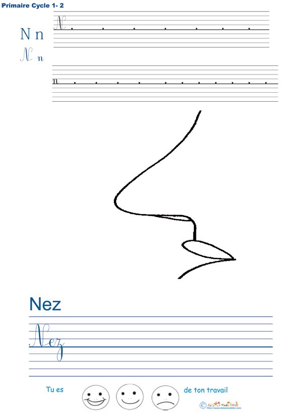 Exercice d'&eacute;criture sur le nez
