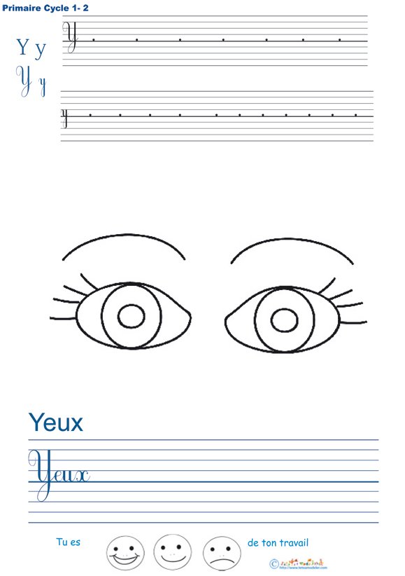 Exercice d'&eacute;criture sur les yeux
