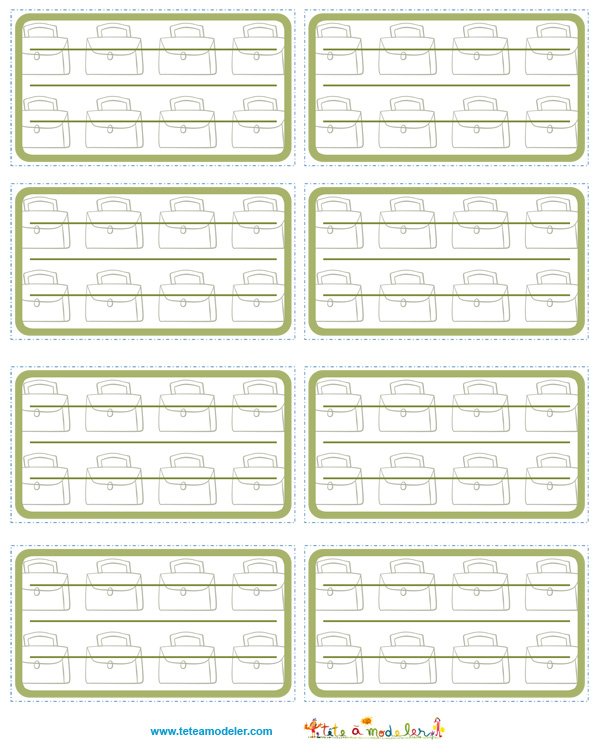 Etiquettes de cahier illustration petit cartable
