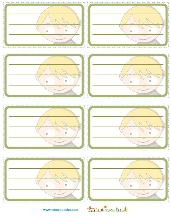 Etiquette scolaire gar&agrave;&szlig;on