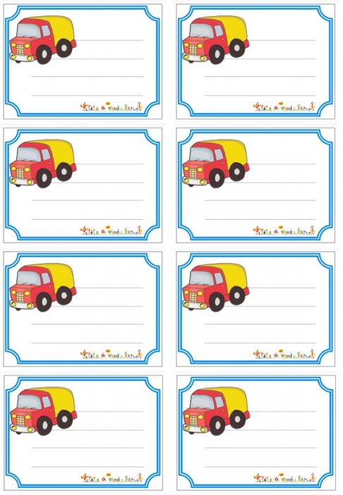 Etiquettes de cahier camion