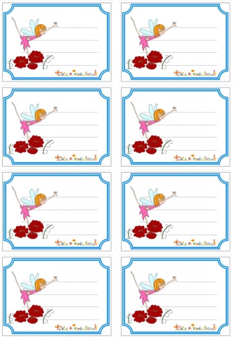 Etiquettes de cahier fées