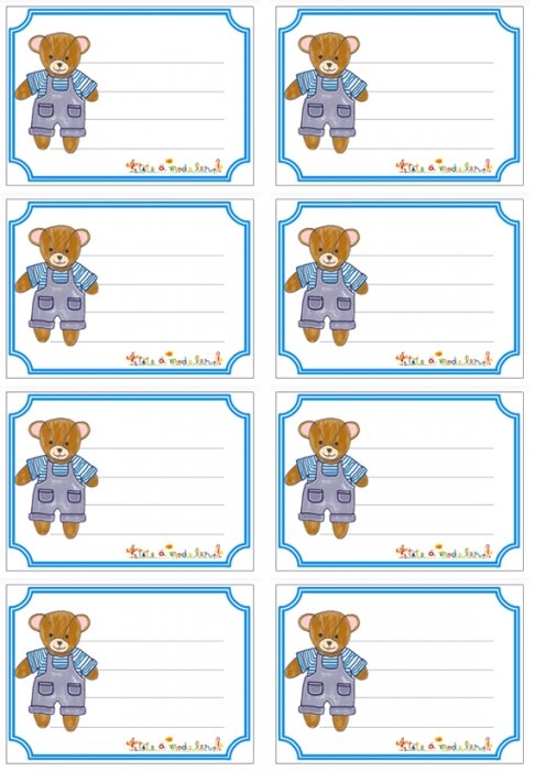 Etiquette ourson à imprimer pour les enfants
