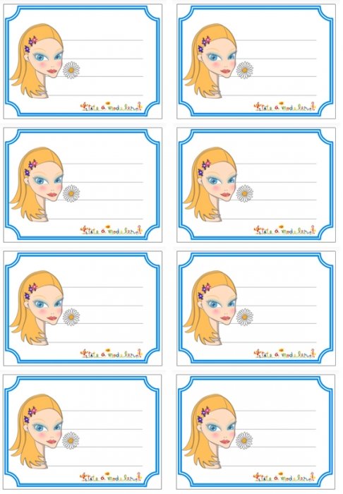 Etiquette de cahier visage de fille