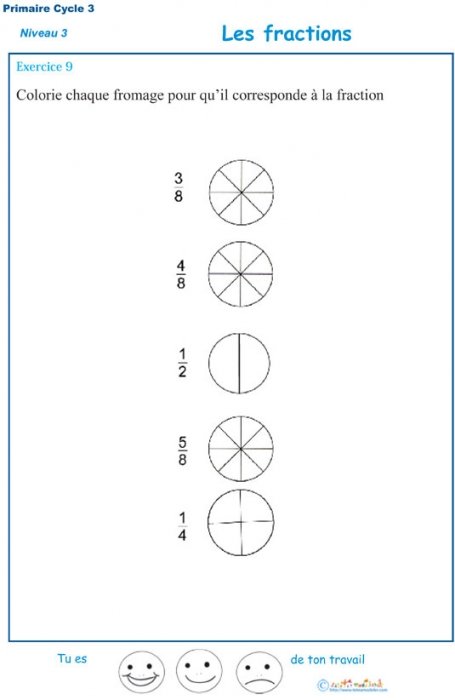 Imprimer l'exercice 9 : les fractions