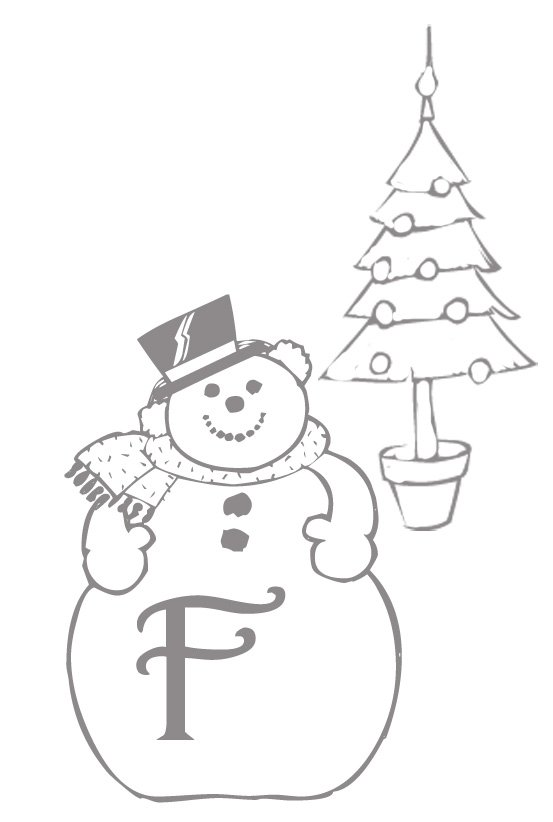 Coloriage alphabet bonhomme de neige : lettre "F"
