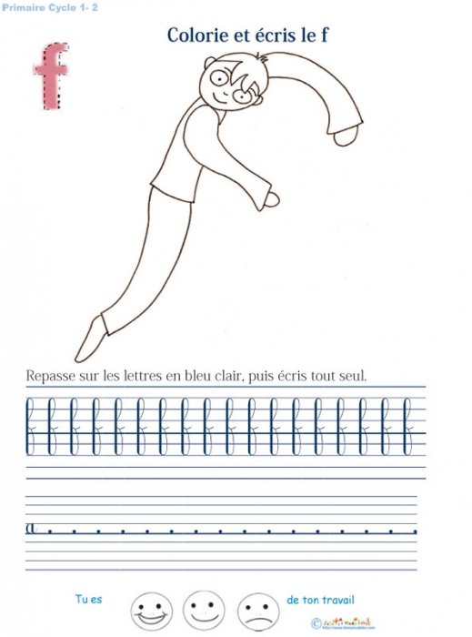Alphabet : Ecrire et colorier le f