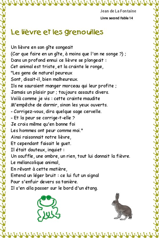 fable : le li&egrave;vre et les grenouilles
