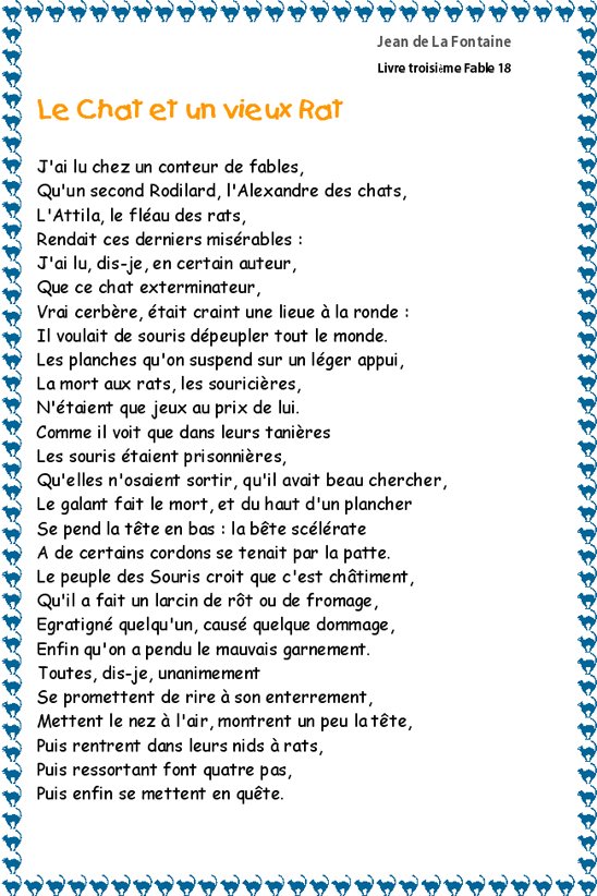 fable  le chat et le vieux rat
