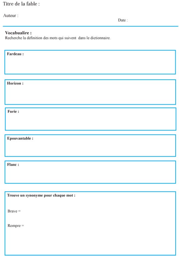 Imprimer la fiche de lecture sur  le ch&ecirc;ne et le roseau
