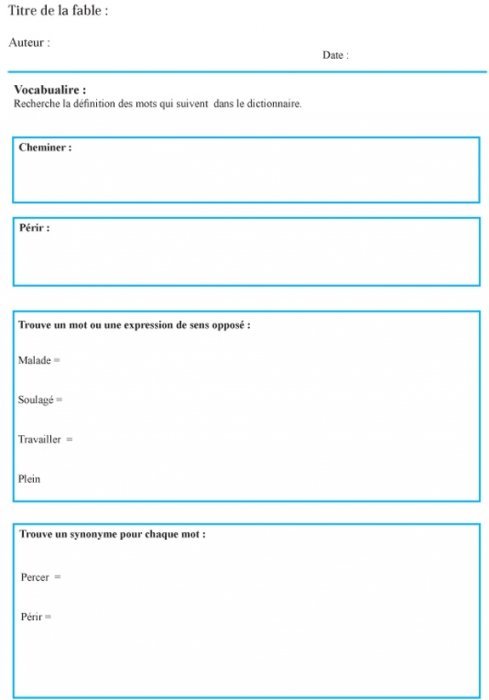 Imprimer la fiche de lecture sur les deux mulets