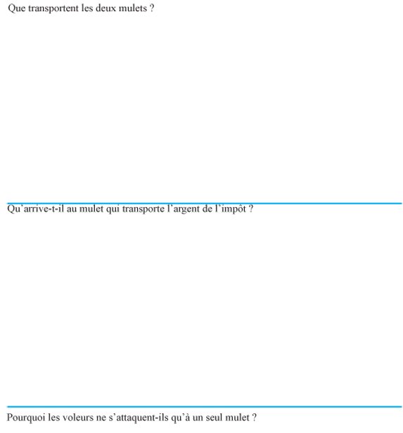 Imprimer la fiche de lecture sur les deux mulets page 2