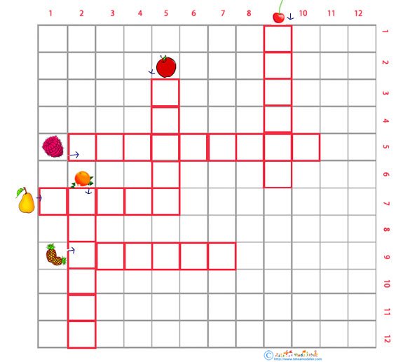 mots crois&eacute;s fruits cycle 2 grille 1

