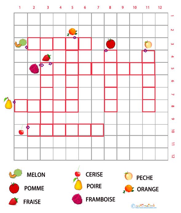 mots crois&eacute;s fruits 3 maternelle grille 3 &agrave; imprimer
