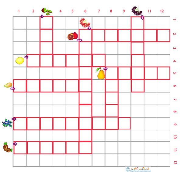 mots crois&eacute;s fruits 3 cycle 2 &agrave; imprimer 
