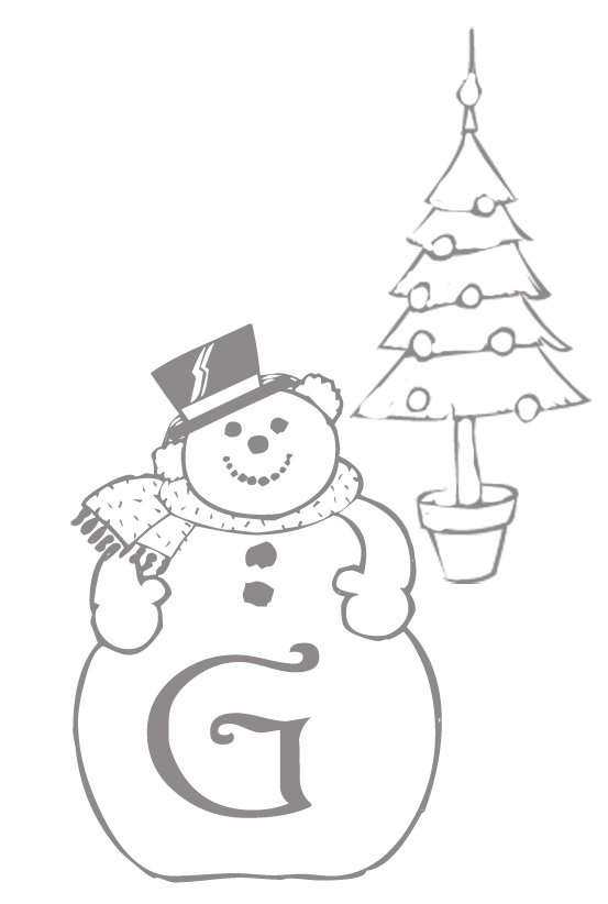 Coloriage alphabet bonhomme de neige : lettre "G"
