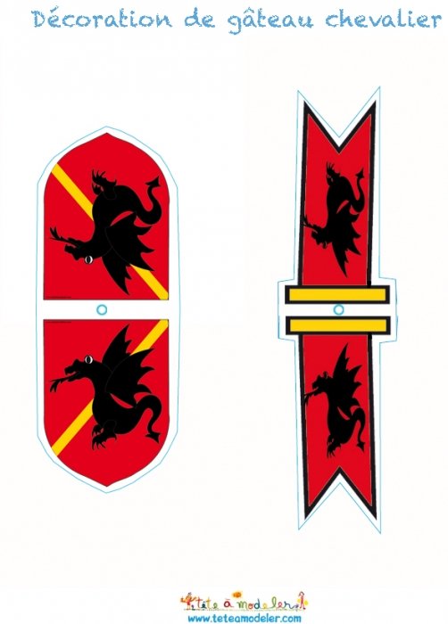 Décoration bannière et bouclier de chevalier