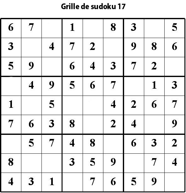 Imprimer la grille de sudoku 17 niveau 3 

