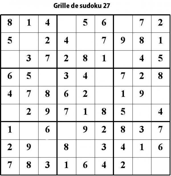 Imprimer la grille 27 de sudoku cycle 2 du primaire