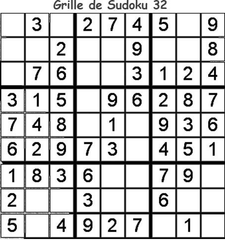 Imprimer la grille de sudoku 32 niveau 3 

