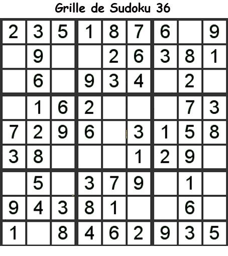 Imprimer la grille de sudoku 36 niveau 3 
