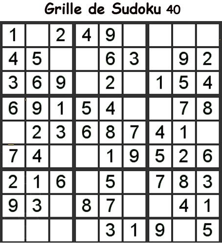 Imprimer la grille de sudoku 40 niveau 3 
