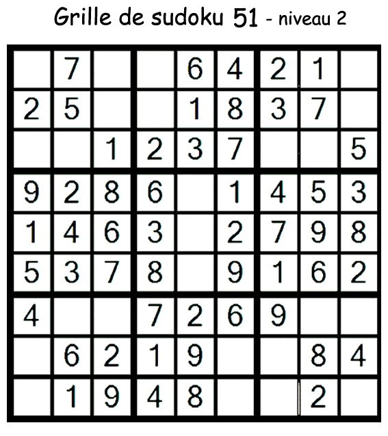 Imprimer la grille de sudoku 51 niveau 3 
