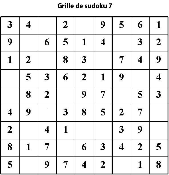 Imprimer la grille 7 de sudoku Primaire cycle 3