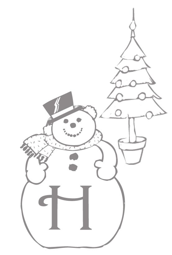 Coloriage alphabet bonhomme de neige : lettre "H"
