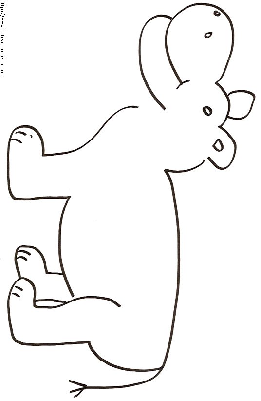 Coloriage d'un gros hippopotame &agrave; imprimer
