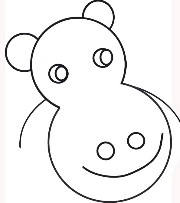 coloriage d'une t&ecirc;te d'hippopotame
