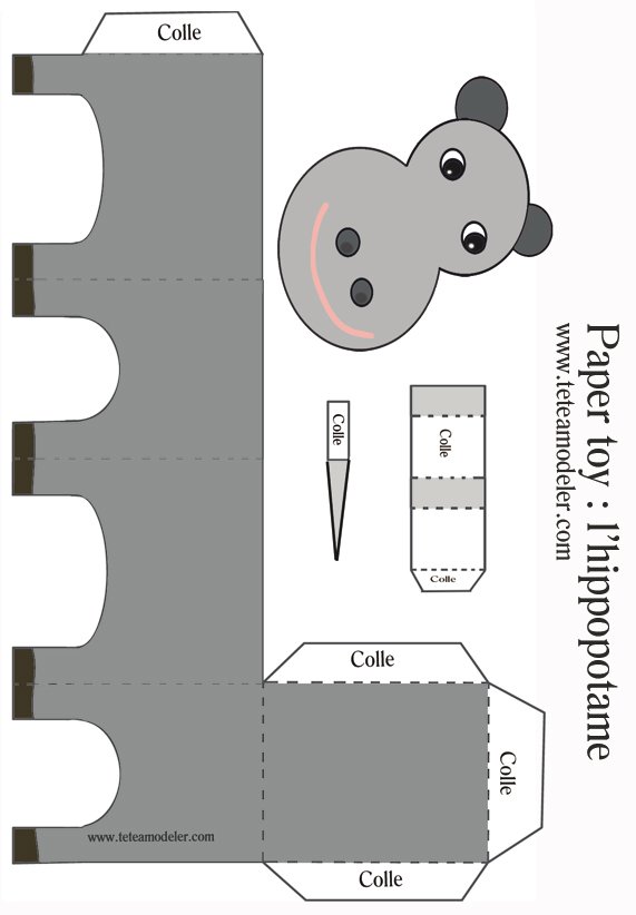Paper toy hippopotame
