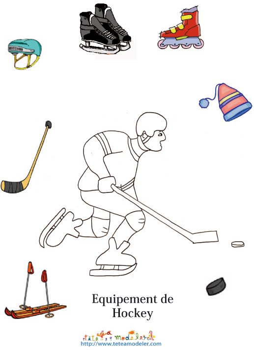 Jeu sur l'equipement hockey &agrave; imprimer
