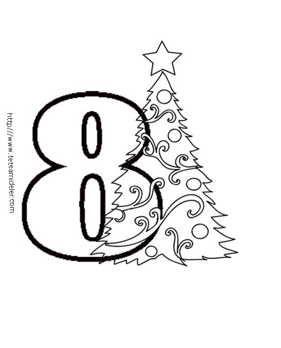 Coloriage des chiffres de No&euml;l : 8
