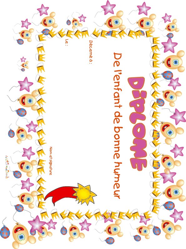 diplome enfant bonne humeur ballons
