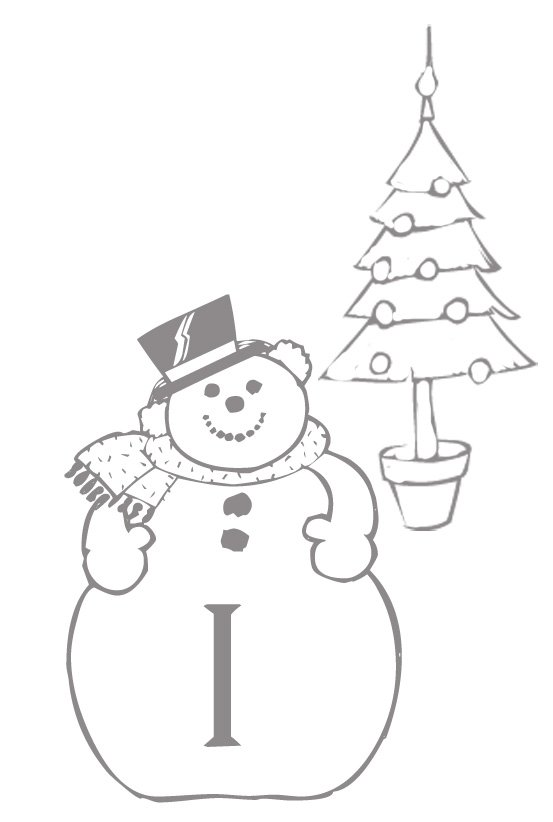 Coloriage alphabet bonhomme de neige : lettre "I"
