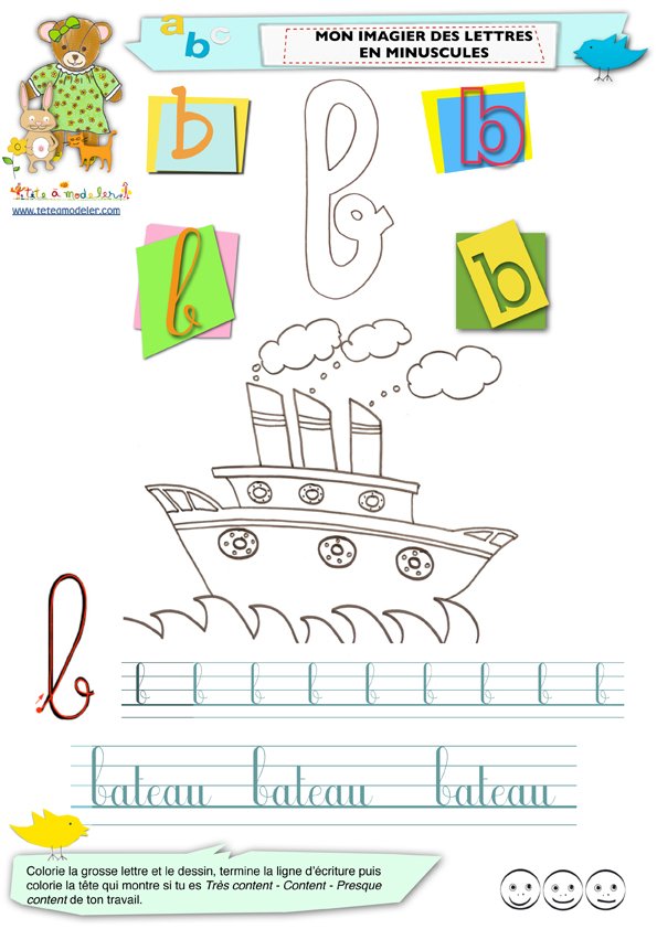 Imagier &eacute;crire la lettre b

