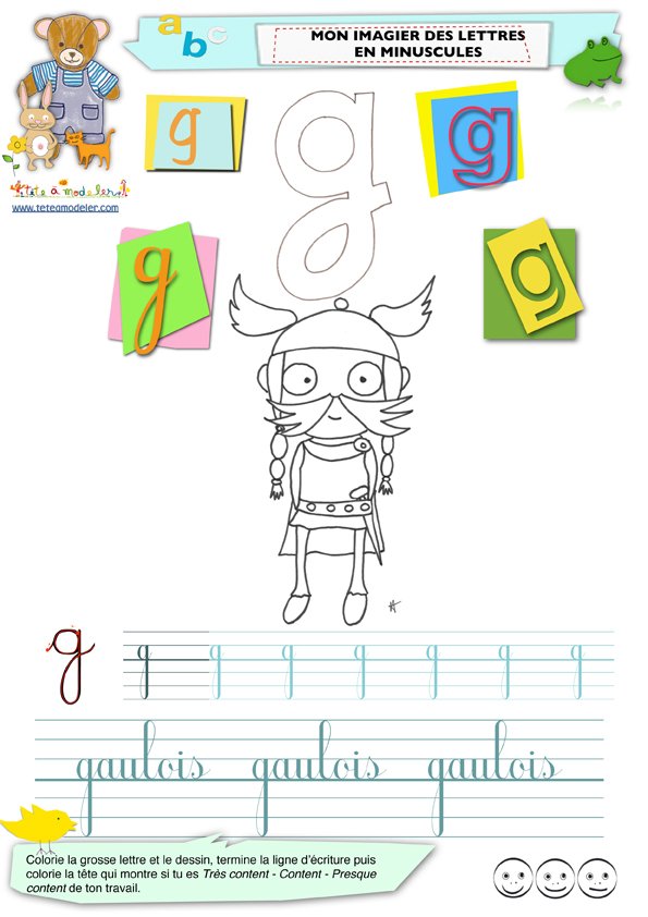 Imagier : lettre g en minuscule
