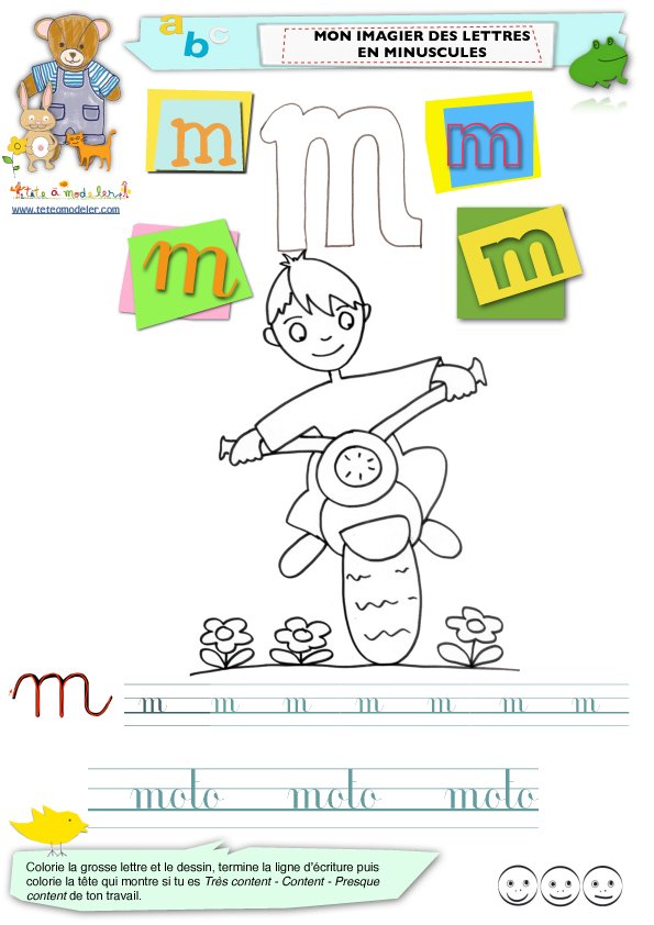 Page imagier minuscule : lettre "m"
