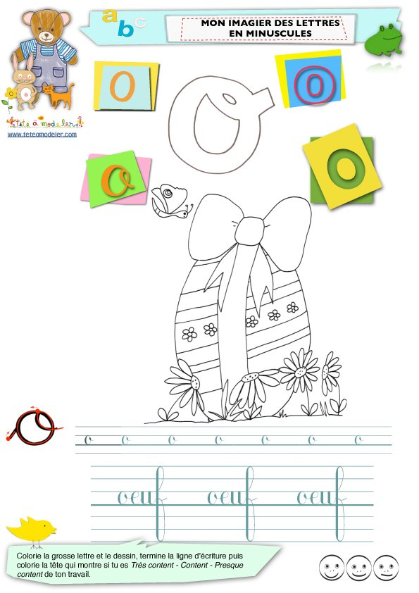 Page du "o" de l'imagier des minuscules
