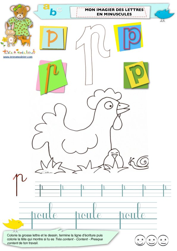 P de poule pour l'imagier des minuscules
