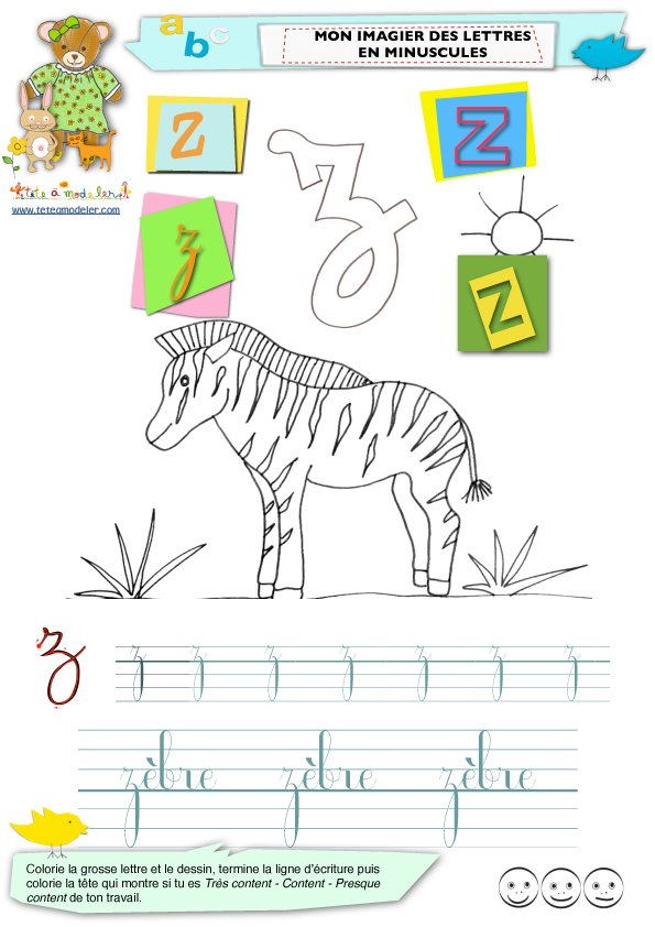 Imagier des minuscules : page du "z"

