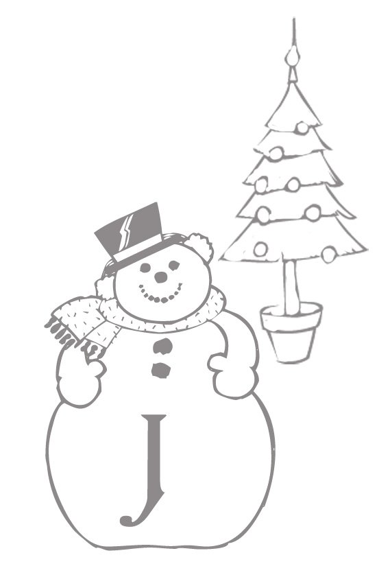 Coloriage alphabet bonhomme de neige : lettre "J"
