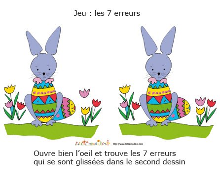jeu des 7 erreurs lapin de paques
