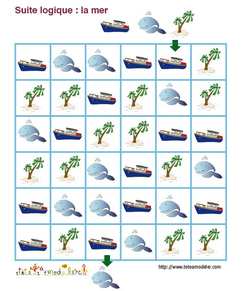 jeu de suite logique sur la mer
