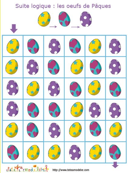 jeu de suite logique les oeufs de paques
