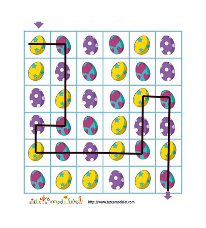 solution du jeu de suite logique oeufs de paques

