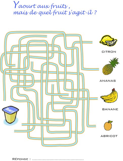 Jeu de fils mêlés : yaourt aux fruits