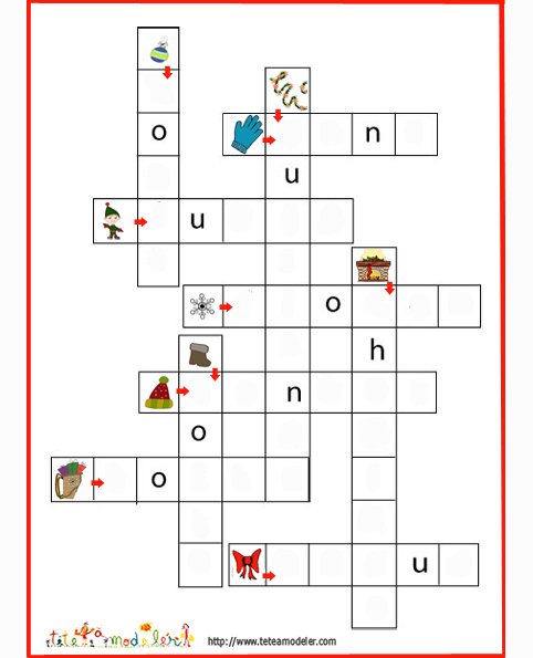 Jeu de mots Fléchés: mots d'hiver et de Noël